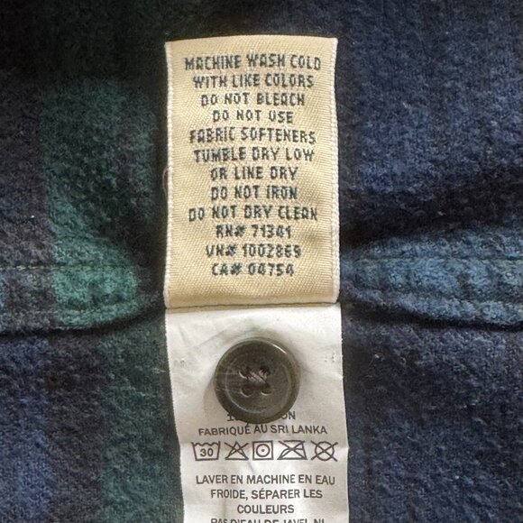 L.L. Bean Flannel Shirt Woman's 2X Plus Scotch Plaid Black Watch Blue/Green Used - Picture 7 of 12